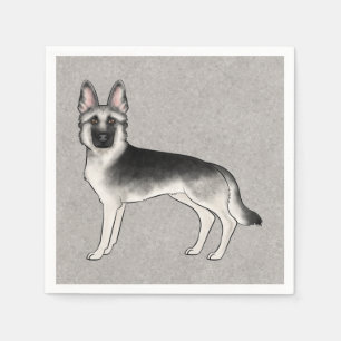 Silberner Sable Deutscher Schäferhund Süßer Cartoo Serviette