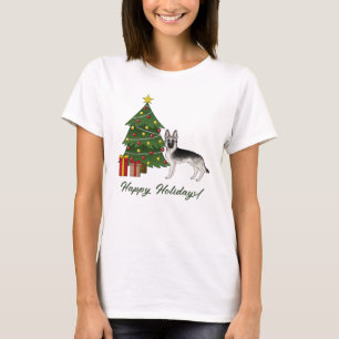 Silberner Sable Deutscher Schäferhund Weihnachtsfe T-Shirt