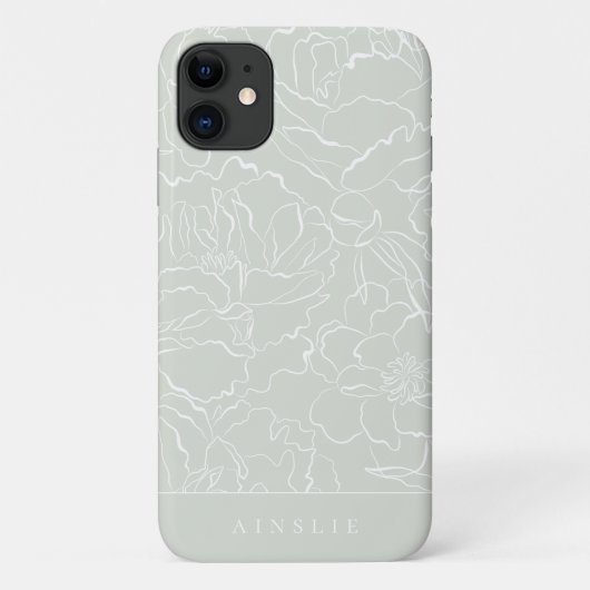 Silberner Salbei-Blumenmuster personalisiert Case-Mate iPhone Hülle (Rückseite)