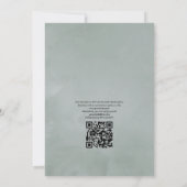 Silberner Salbei-Eukalyptus-Geometrischer-QR-Code- Einladung (Rückseite)