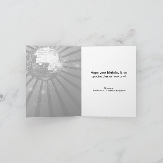 Silberner Schein-Disco-Ball-alles- Gute zum Karte (Innenseite)