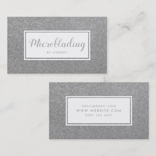 Silberner Schein-Glitzer Microblading Therapit Visitenkarte (Vorne/Hinten)