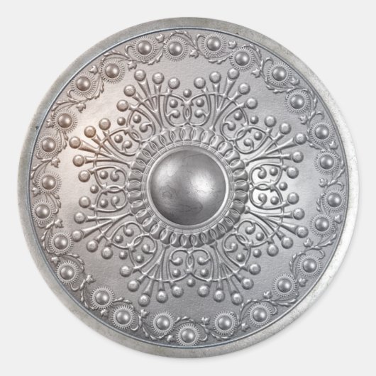 Silberner Schild 8 Runder Aufkleber (Vorderseite)