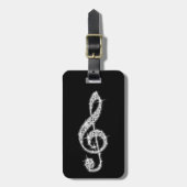 Silberner schillernder funkelnd Musiknoten Gepäckanhänger (Vorderseite vertikal)