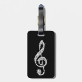 Silberner schillernder funkelnd Musiknoten Gepäckanhänger (Rückseite vertikal)