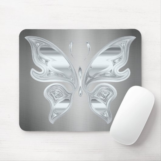 Silberner Schmetterling Mousepad (Mit Mouse)