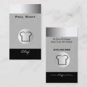 Silberner Schwarz-weißer Koch Geschäfts-Karte BW Visitenkarte (Vorne/Hinten)