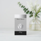 Silberner Schwarz-weißer Koch Geschäfts-Karte BW Visitenkarte (Stehend Vorderseite)