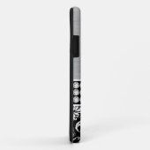 Silberner schwarzer Damast-Namen-Monogramm iPhone Case-Mate iPhone Hülle (Hinten/Rechts)