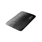 Silberner schwarzer Glitter-Monogramm-girly Name A Badematte (Schrägansicht)