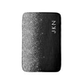 Silberner schwarzer Glitter-Monogramm-girly Name A Badematte (Vorderseite Vertikal)