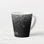 Silberner schwarzer Glitter-Monogramm-girly-Name A Milchtasse (Rechte Ecke)