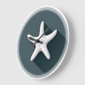 Silberner Seestern mit schwarzem Hintergrund Große Wanduhr (Winkel)