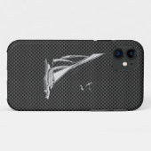 Silberner SegelbootRegatta auf Kohlenstoff-Faser Case-Mate iPhone Hülle (Rückseite (Horizontal))