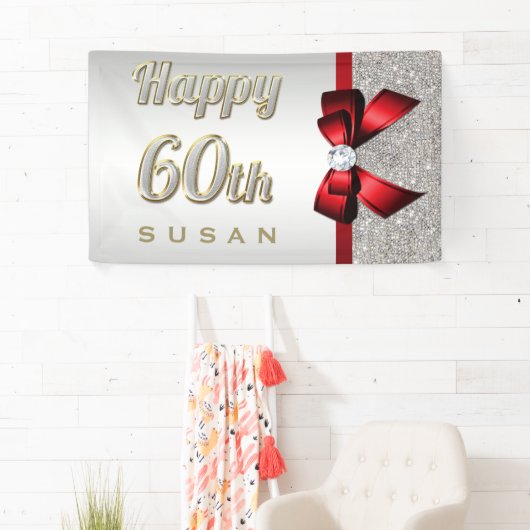 Silberner Sequins-roter Imitat-Bogen-60. Banner (Insitu)
