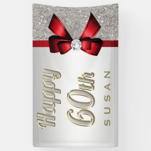 Silberner Sequins-roter Imitat-Bogen-60. Banner (Vertikal)