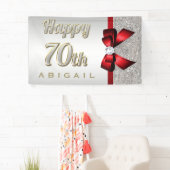 Silberner Sequins-roter Imitat-Bogen-70. Banner (Insitu)