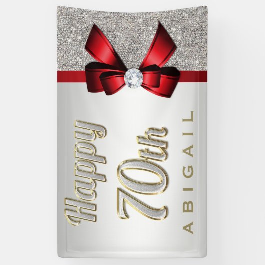 Silberner Sequins-roter Imitat-Bogen-70. Banner (Vertikal)