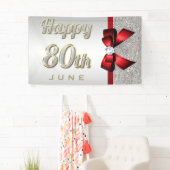 Silberner Sequins-roter Imitat-Bogen-80. Banner (Insitu)