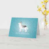 Silberner sibirischer Husky Hund - Hund - Happy Bi Karte (Gelbe Blume)