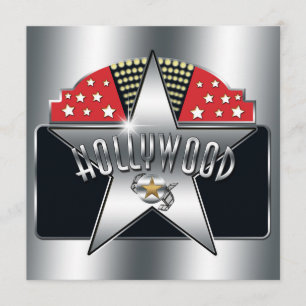 Silberner Stern Hollywood Typografie Retro-Einladu Einladung