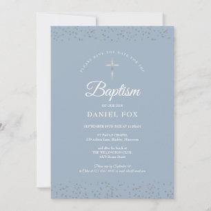 Silberner Sternenstaub Taufe Taufkleid Staubblau Save The Date