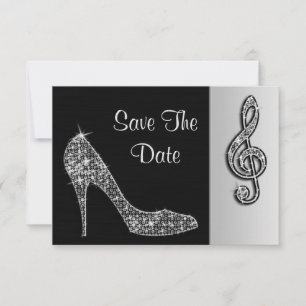 Silberner Stiletto & Violinschlüssel 20. Save The Date