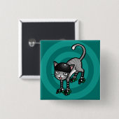 Silberner Tabby auf RollerSkates Button (Vorne & Hinten)