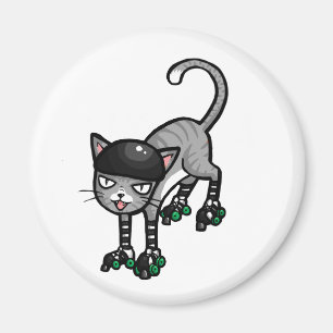 Silberner Tabby auf RollerSkates Magnet