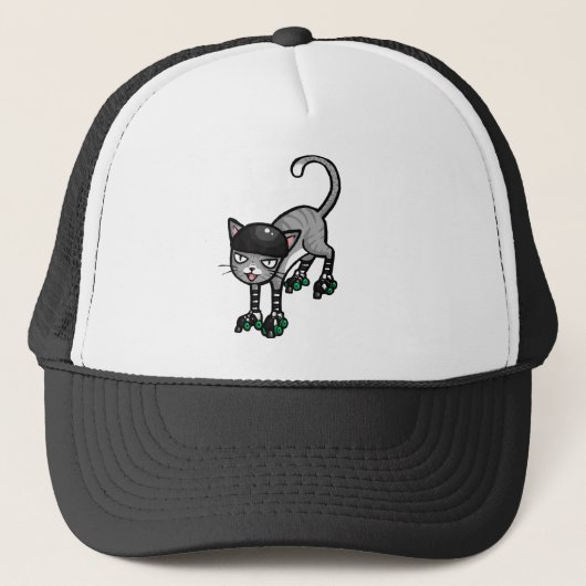 Silberner Tabby auf RollerSkates Truckerkappe (Vorderseite)