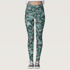 Silberner u. blauer Paillette-Blick Leggings