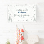 Silberner und blauer Winter-Junge-Baby-Shower-Will Banner (Insitu)