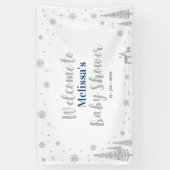 Silberner und blauer Winter-Junge-Baby-Shower-Will Banner (Vertikal)