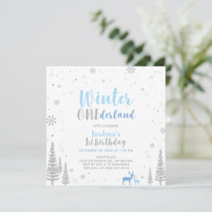 Silberner und blauer Winter Onederland 1. erster G Einladung