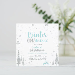 Silberner und blauer Winter Onederland 1. Geburtst Einladung