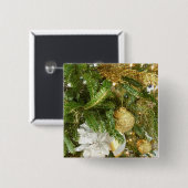 Silberner und goldener Weihnachtsbaum I Feiertag Button (Vorne & Hinten)