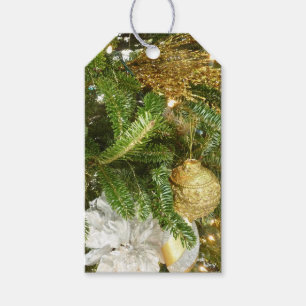 Silberner und goldener Weihnachtsbaum I Feiertag Geschenkanhänger