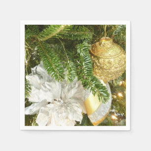Silberner und goldener Weihnachtsbaum I Feiertag Serviette