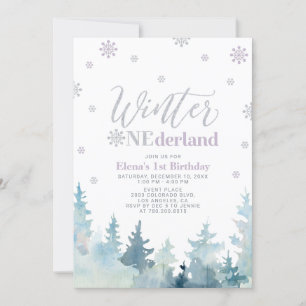 Silberner und lila Winter-Wunderland-Traum zum 1. Einladung