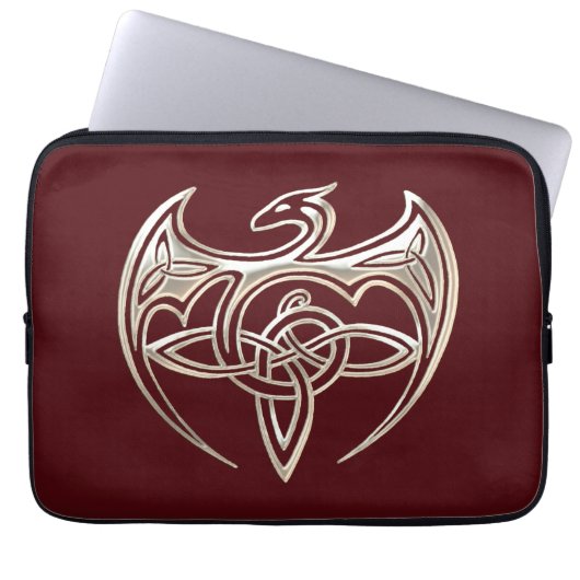 Silberner und roter DracheTrine Celtic knotet Laptopschutzhülle (Vorderseite)