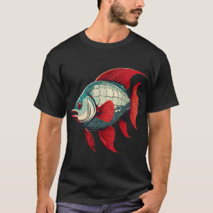 Silberner und roter Fisch T-Shirt