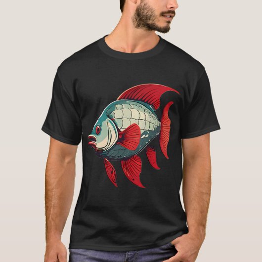 Silberner und roter Fisch T-Shirt (Vorderseite)