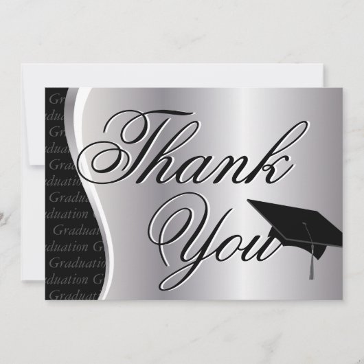 Silberner und schwarzer Abschluss danken Ihnen Dankeskarte (Vorderseite)