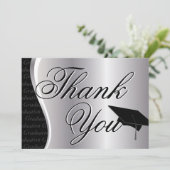 Silberner und schwarzer Abschluss danken Ihnen Dankeskarte (Stehend Vorderseite)