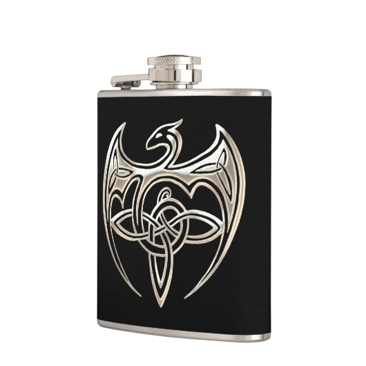 Silberner und schwarzer DracheTrine Celtic knotet Flachmann (Links)