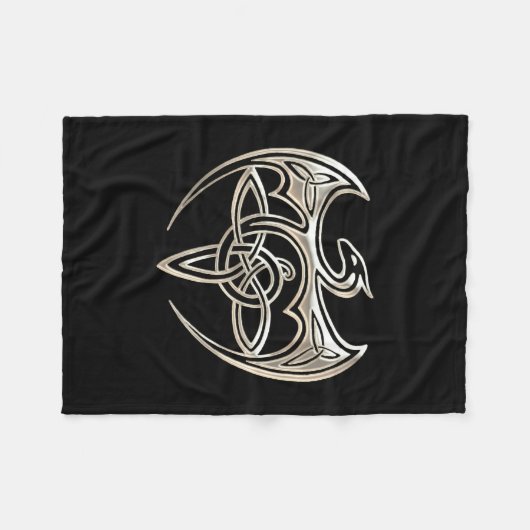 Silberner und schwarzer DracheTrine Celtic knotet Fleecedecke (Vorderseite (Horizontal))