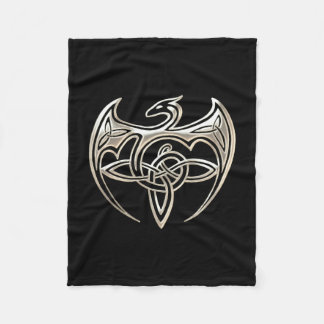 Silberner und schwarzer DracheTrine Celtic knotet Fleecedecke