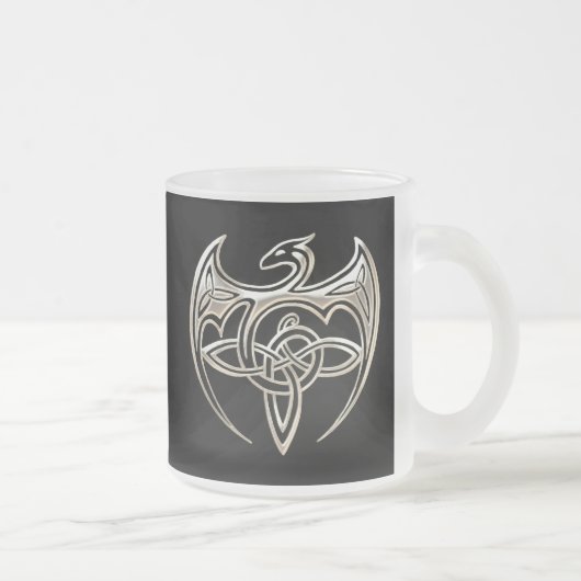 Silberner und schwarzer DracheTrine Celtic knotet Mattglastasse (Rechts)