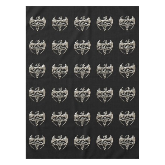 Silberner und schwarzer DracheTrine Celtic knotet Tischdecke (Vorderseite)