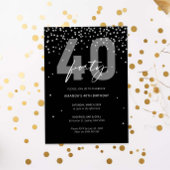 Silberner und schwarzer Glitzer funkeln 40. Geburt Einladung